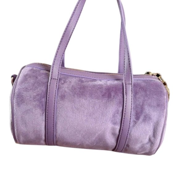 JUICY COUTURE NWT Mini Velour Barrel Bag XBODY Guitar Strap Dusty Violet - Picture 4 of 9